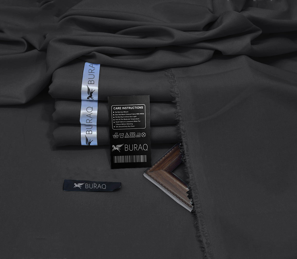Premium Men's Wash n' Wear Unstitched - Black Main image