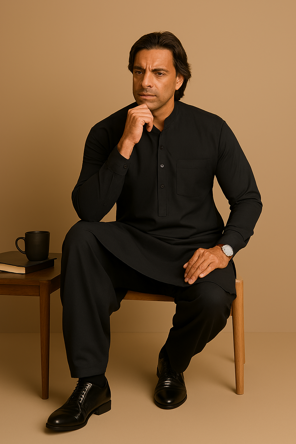 Buraq Men's Wash n' Wear Unstitched - Black Secondary image