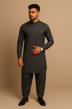 Premium Men's Wash n' Wear Unstitched - Charcoal