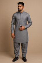 Premium Men's Wash n' Wear Unstitched - Silver Grey