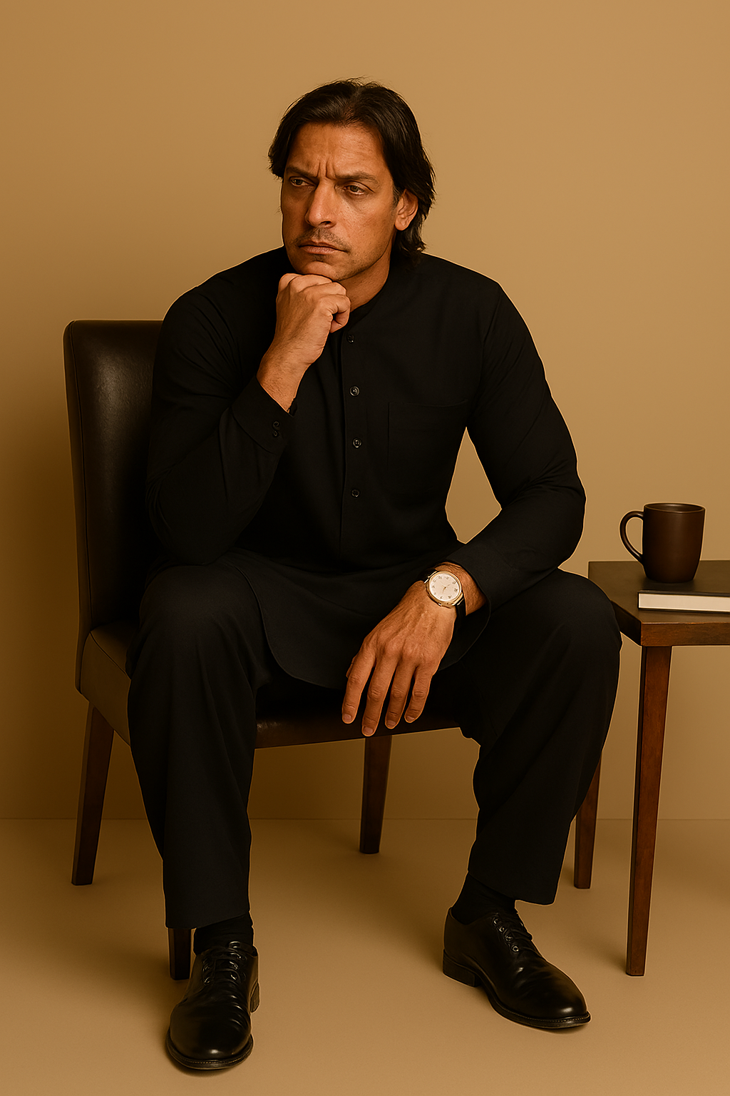 Premium Men's Wash n' Wear Unstitched - Black Secondary image