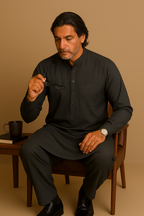 Buraq Men's Wash n' Wear Unstitched - Charcoal