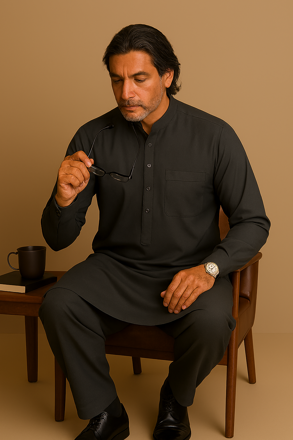 Buraq Men's Wash n' Wear Unstitched - Charcoal