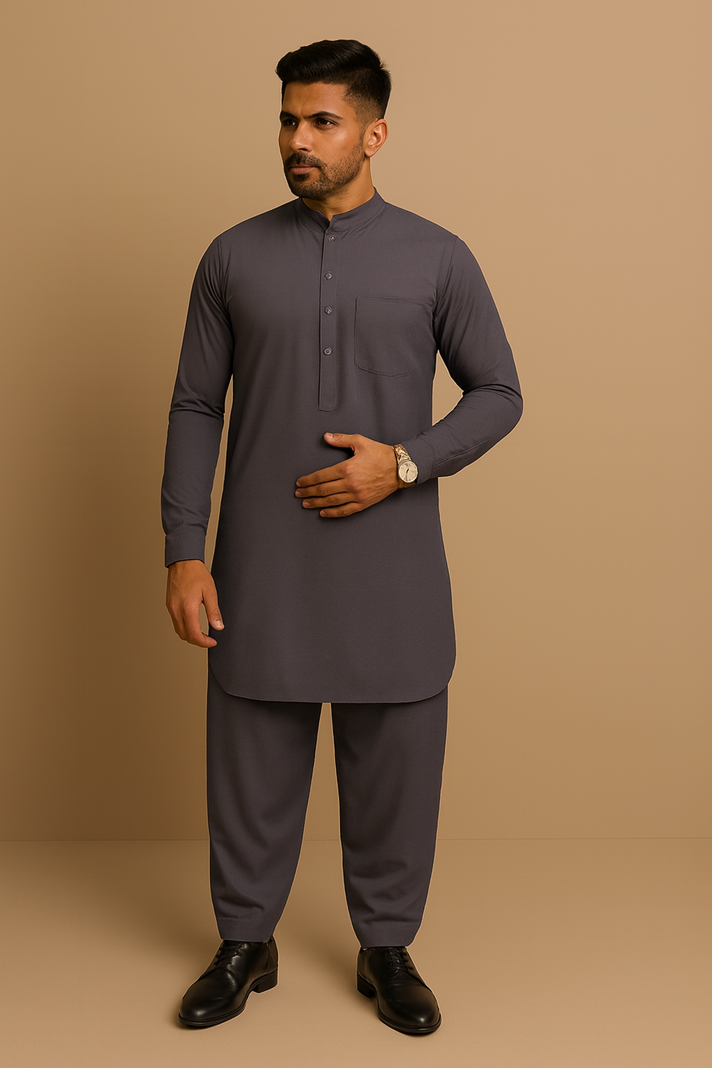 Premium Men's Wash n' Wear Unstitched - Royal Indigo