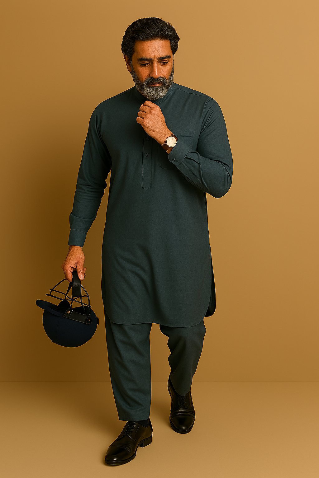 Premium Men's Wash n' Wear Unstitched - Zinc Secondary image