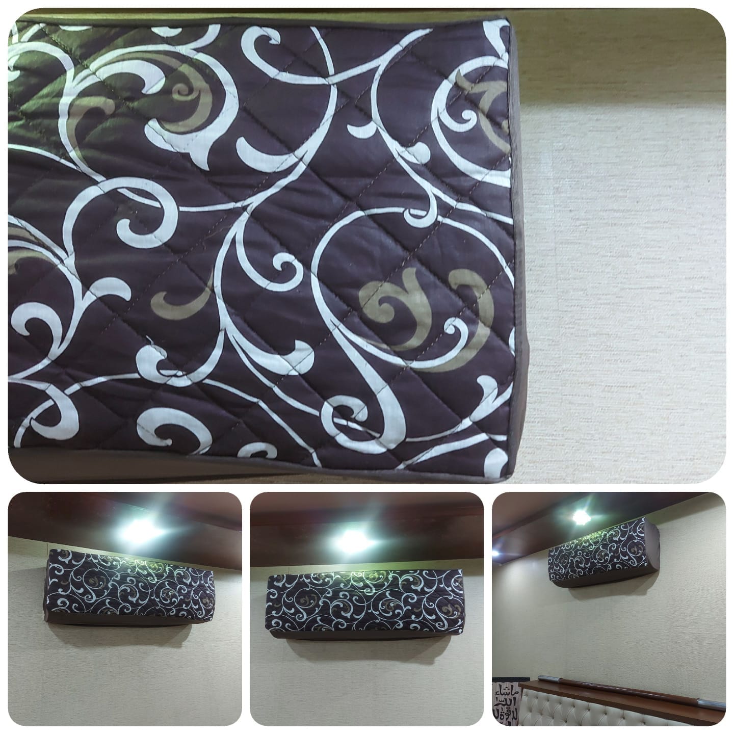 Printed Quilted AC Cover - (Thumbs) - Brown