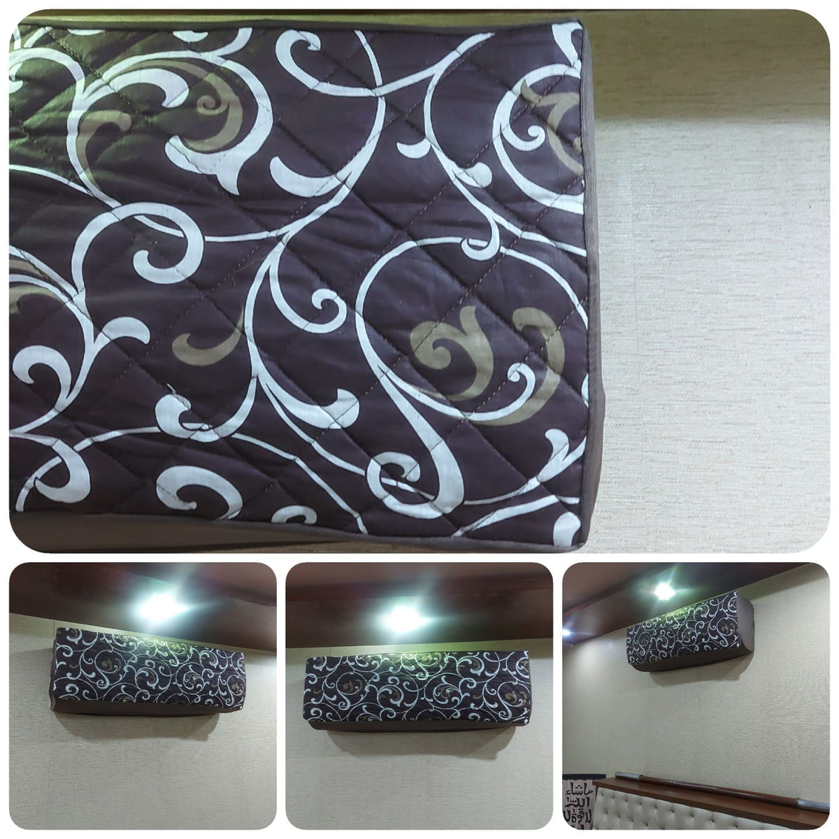 Printed Quilted AC Cover - (Thumbs) - Brown